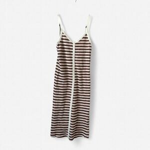 Brown and white striped knit maxi dress Size S